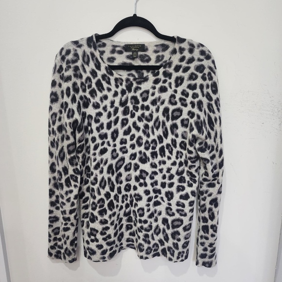 CHARTER CLUB LUXURY 100% CASHMERE SWEATER LEOPARD PRINT PULLOVER CREWNECK XL - Picture 2 of 6